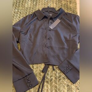 Lulu's Black Satin Jacket